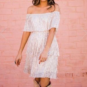 Off shoulder sequin dress